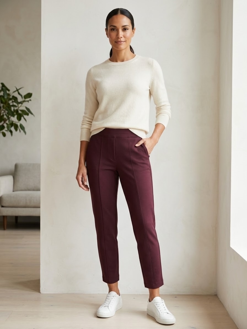 croft & barrow Burgundy Ponte Ankle Pants